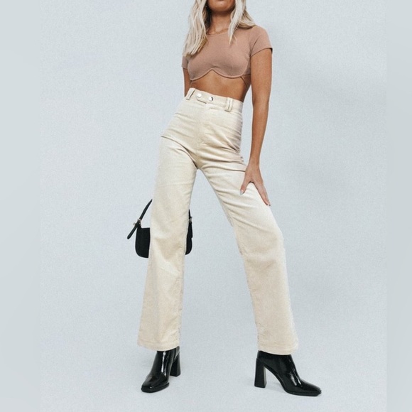 Princess Polly Denim - Princess Polly Uptown Corduroy Pants Beige Size 2